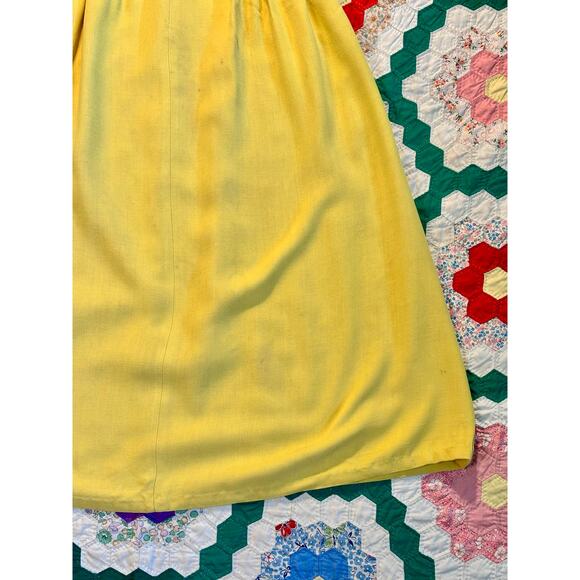 Vintage 1940s Vest & Skirt Set Butter Yellow Cotton Wounded Bird AS IS - Picture 10 of 16